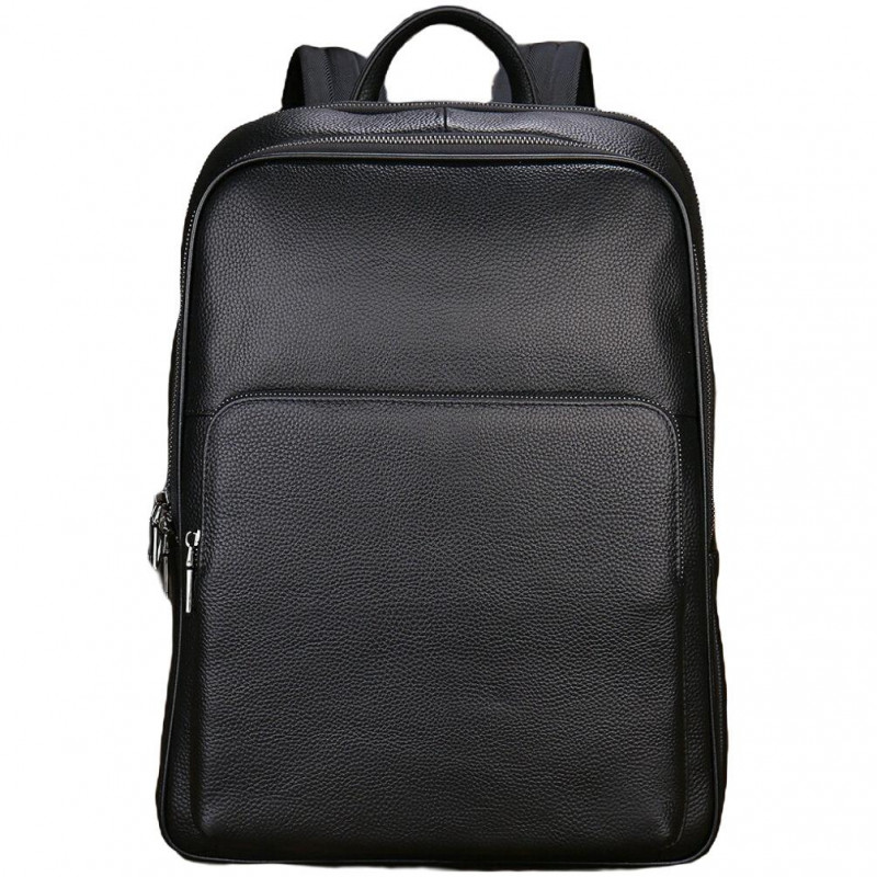 Шкіряний рюкзак для ноутбука на два відділи Vintage _ Чорний