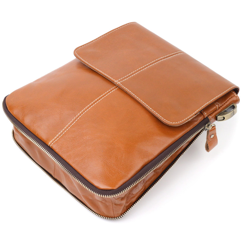 Вертикальная мужская сумка Vintage кожаная Коричневый