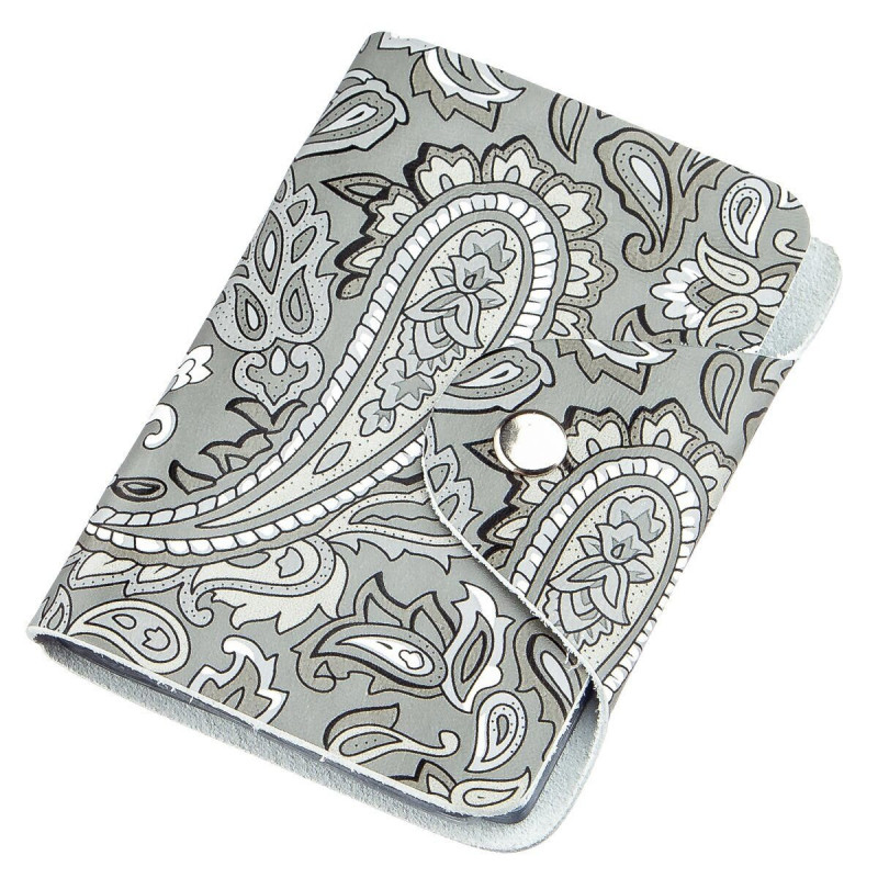 Візитниця шкіряна вертикальна сіра з візерунком Shvigel Сіра