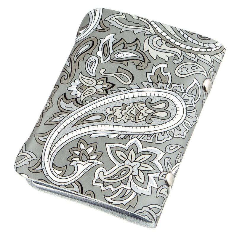 Візитниця шкіряна вертикальна сіра з візерунком Shvigel Сіра