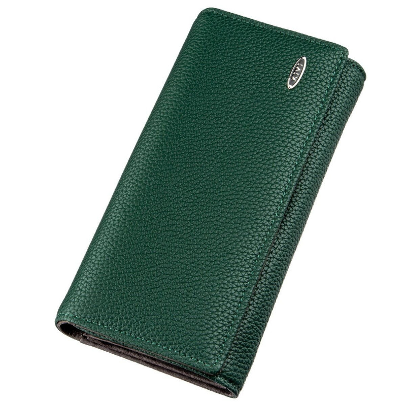 Кошелек женский из зернистой экокожи KIVI Зеленый