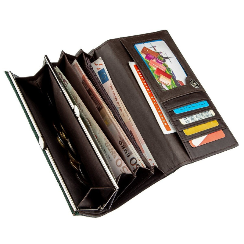 Кошелек женский из зернистой экокожи KIVI Зеленый