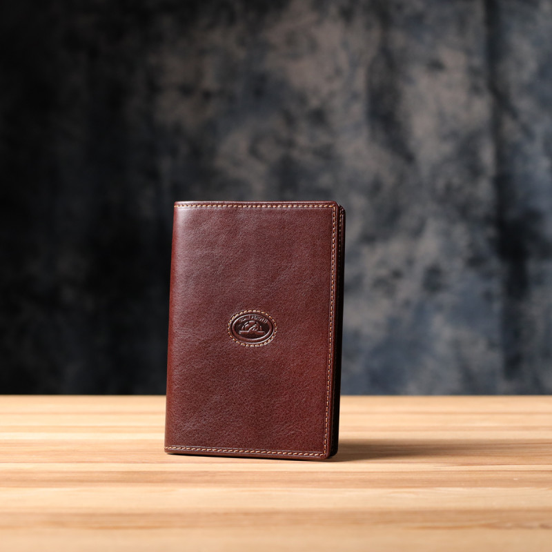 Универсальная обложка на паспорт из глянцевой натуральной кожи Tony Perotti _ ( moro) Коричневый