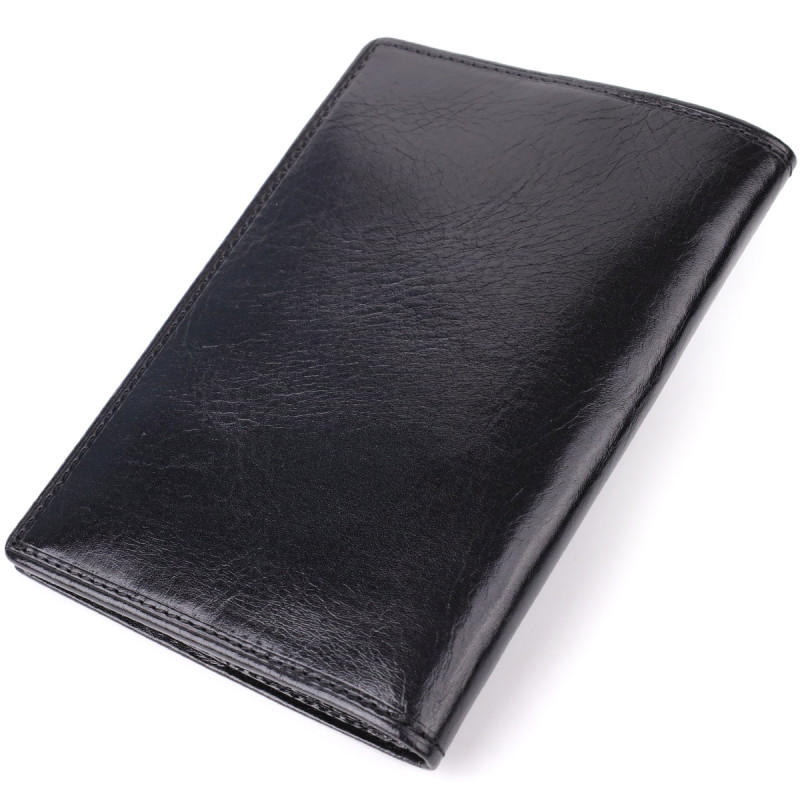 Красива обкладинка на паспорт із глянсової натуральної шкіри Tony Perotti _ ( nero) Чорний