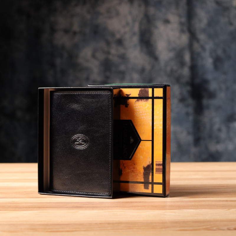 Красива обкладинка на паспорт із глянсової натуральної шкіри Tony Perotti _ ( nero) Чорний