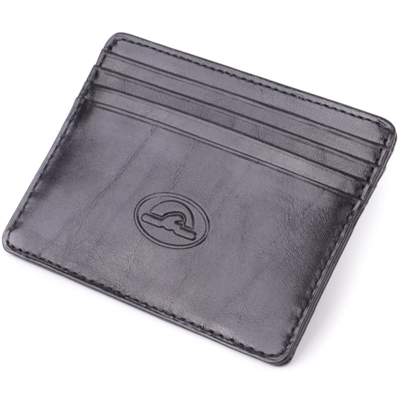 Стильный картхолдер из глянцевой натуральной кожи Tony Perotti _ ( nero) Черный