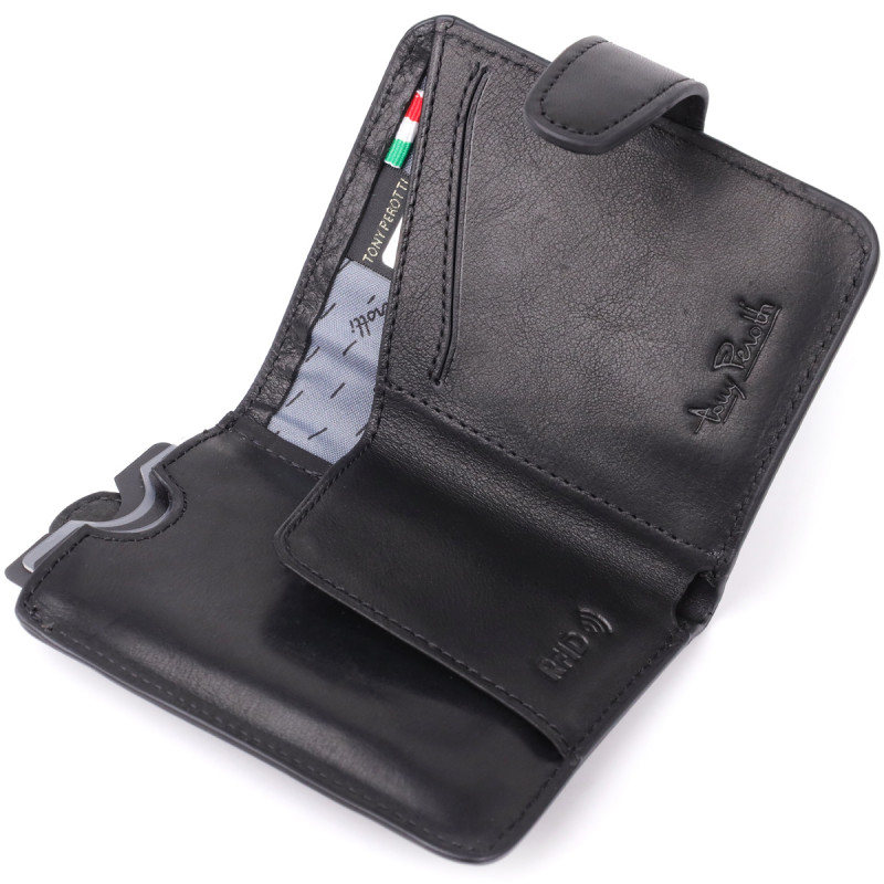 Місткий картхолдер із натуральної шкіри Tony Perotti _ ( nero) Чорний