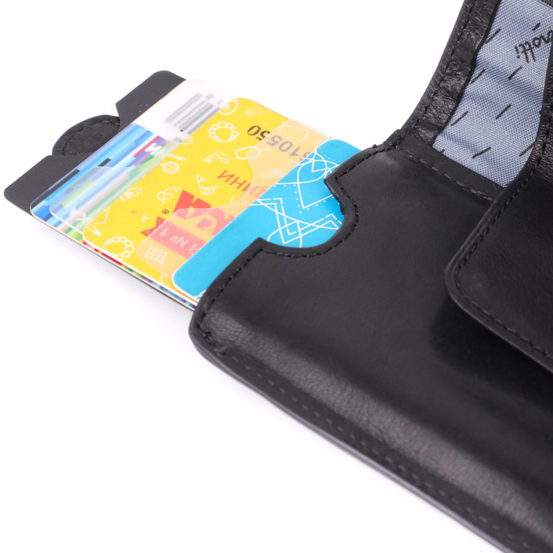 Місткий картхолдер із натуральної шкіри Tony Perotti _ ( nero) Чорний