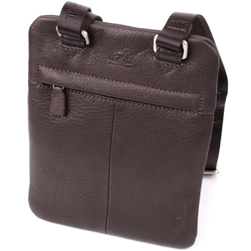 Стильная небольшая сумка из матовой зернистой натуральной кожи Tony Perotti _ ( moro) Коричневый