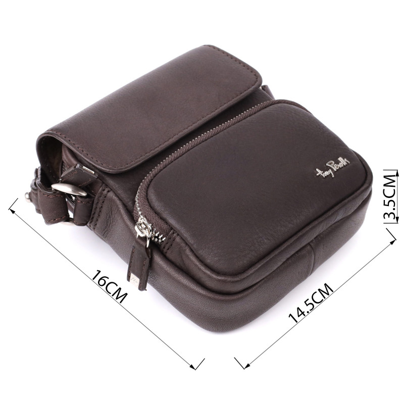 Небольшая сумка из матовой зернистой натуральной кожи Tony Perotti _ (- moro)