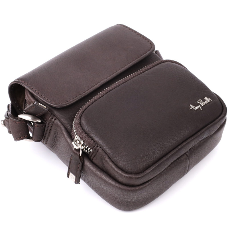 Небольшая сумка из матовой зернистой натуральной кожи Tony Perotti _ (- moro)