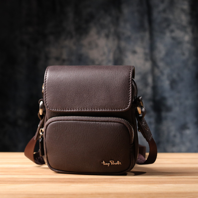 Небольшая сумка из матовой зернистой натуральной кожи Tony Perotti _ (- moro)