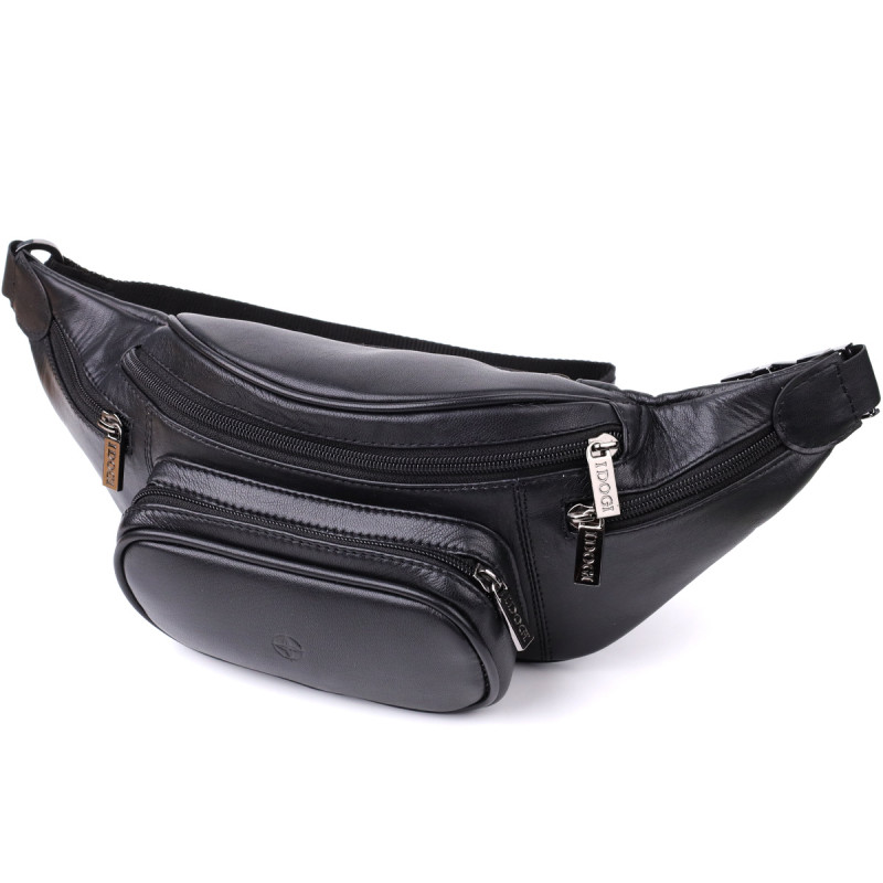 Интересная мужская сумка на пояс из гладкой натуральной кожи Tony Perotti _ ( nero) Черный