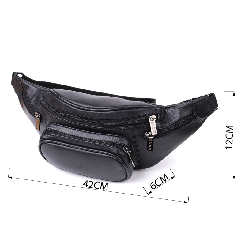 Интересная мужская сумка на пояс из гладкой натуральной кожи Tony Perotti _ ( nero) Черный