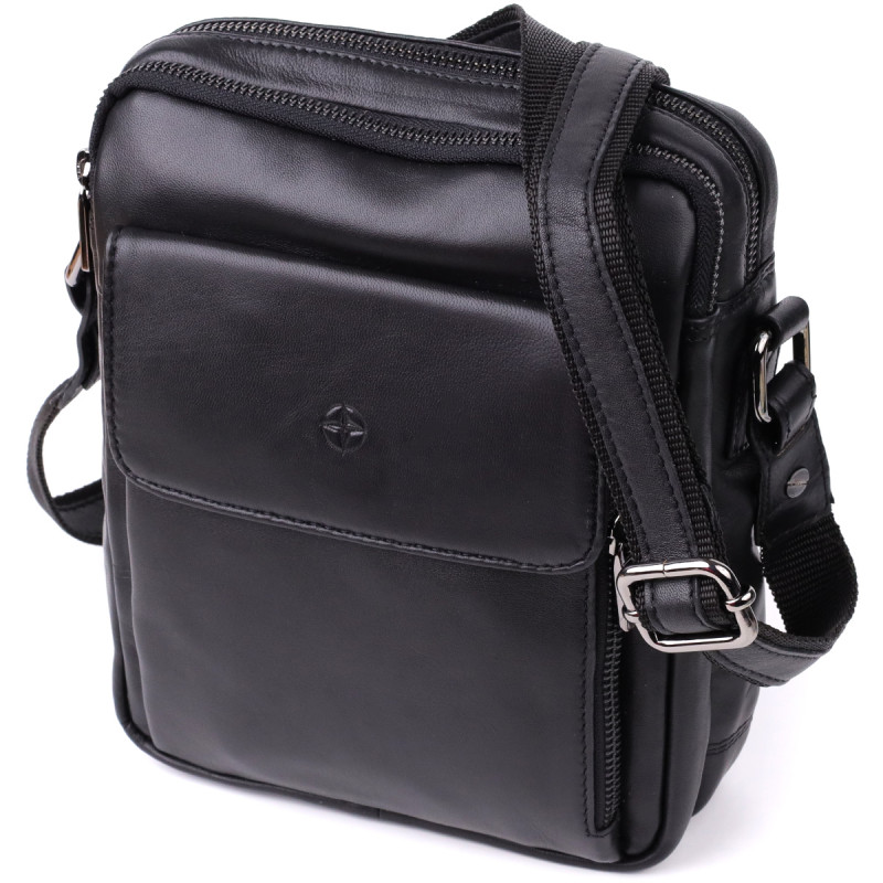 Стильная мужская сумка через плечо из натуральной кожи Tony Perotti _ ( nero) Черный