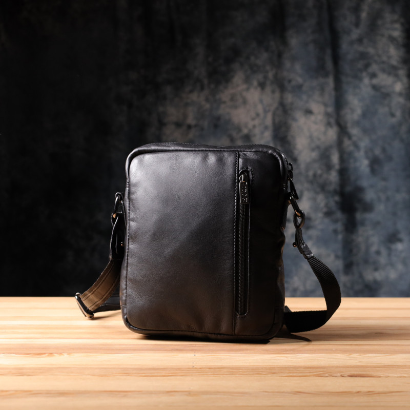 Стильная мужская сумка через плечо из натуральной кожи Tony Perotti _ ( nero) Черный