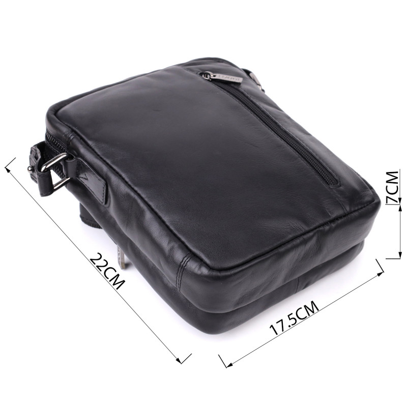 Стильная мужская сумка через плечо из натуральной кожи Tony Perotti _ ( nero) Черный