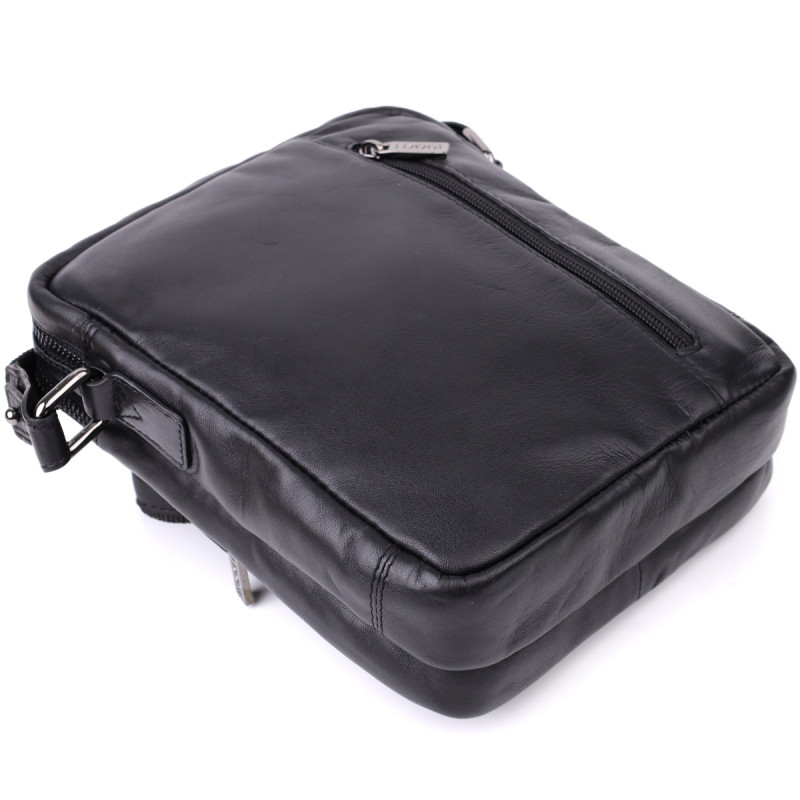 Стильная мужская сумка через плечо из натуральной кожи Tony Perotti _ ( nero) Черный