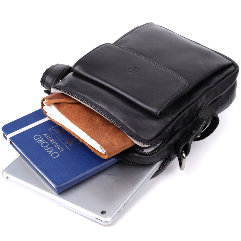 Стильная мужская сумка через плечо из натуральной кожи Tony Perotti _ ( nero) Черный