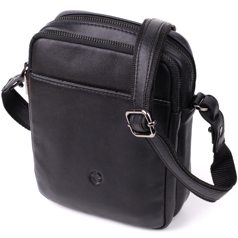 Вертикальная мужская сумка через плечо из натуральной кожи Tony Perotti _ ( nero) Черный