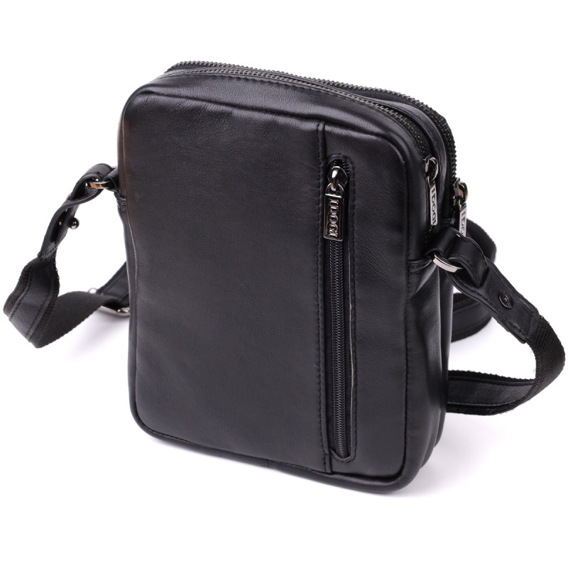 Вертикальная мужская сумка через плечо из натуральной кожи Tony Perotti _ ( nero) Черный