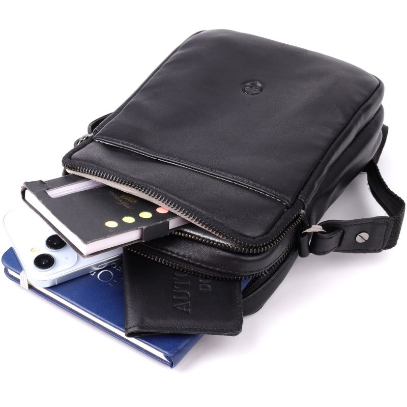 Вертикальная мужская сумка через плечо из натуральной кожи Tony Perotti _ ( nero) Черный