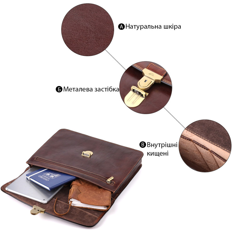 Чоловічий портфель з натуральної шкіри Tony Perotti _ ( moro) Коричневий