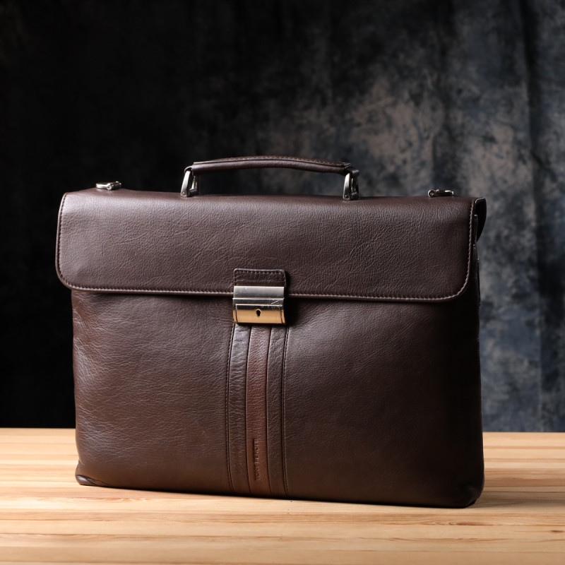 Стильная мужская сумка для ноутбука из натуральной кожи Tony Perotti _ ( moro) Коричневый