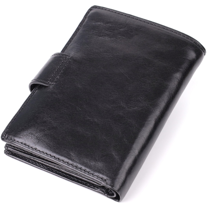 Удобный кошелек из глянцевой натуральной кожи Tony Perotti _ ( nero) Черный