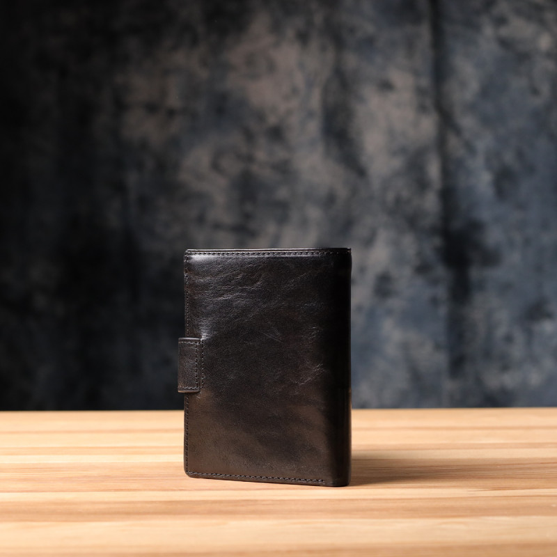 Удобный кошелек из глянцевой натуральной кожи Tony Perotti _ ( nero) Черный