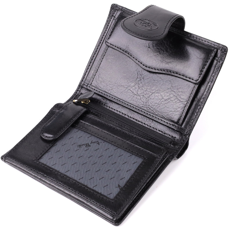 Удобный кошелек из глянцевой натуральной кожи Tony Perotti _ ( nero) Черный