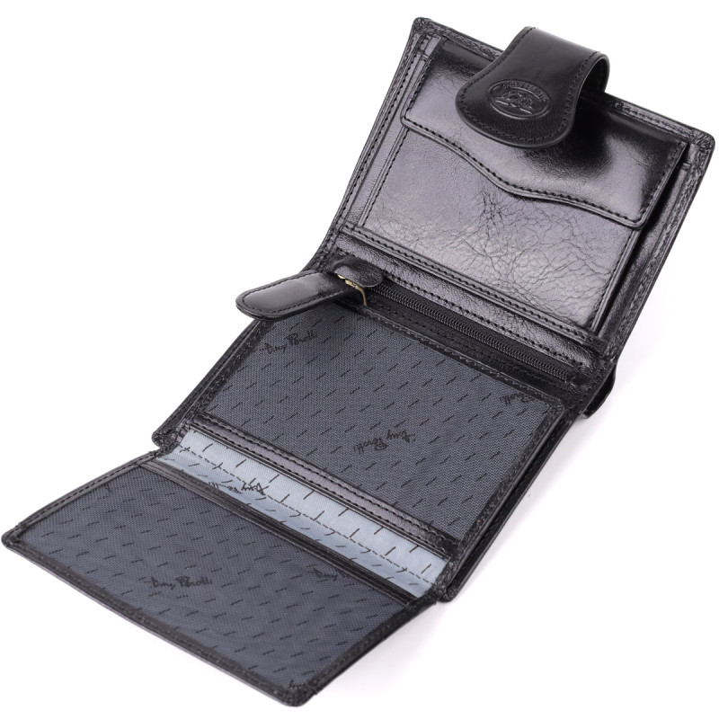 Удобный кошелек из глянцевой натуральной кожи Tony Perotti _ ( nero) Черный