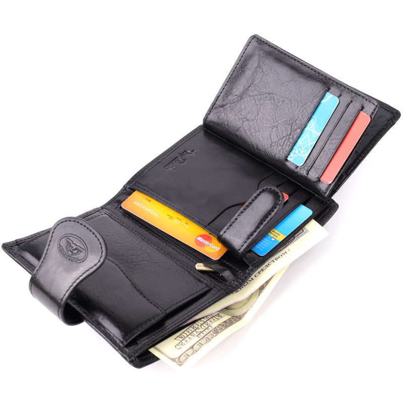 Удобный кошелек из глянцевой натуральной кожи Tony Perotti _ ( nero) Черный