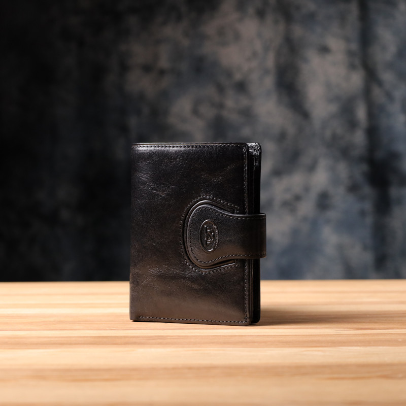 Удобный кошелек из глянцевой натуральной кожи Tony Perotti _ ( nero) Черный