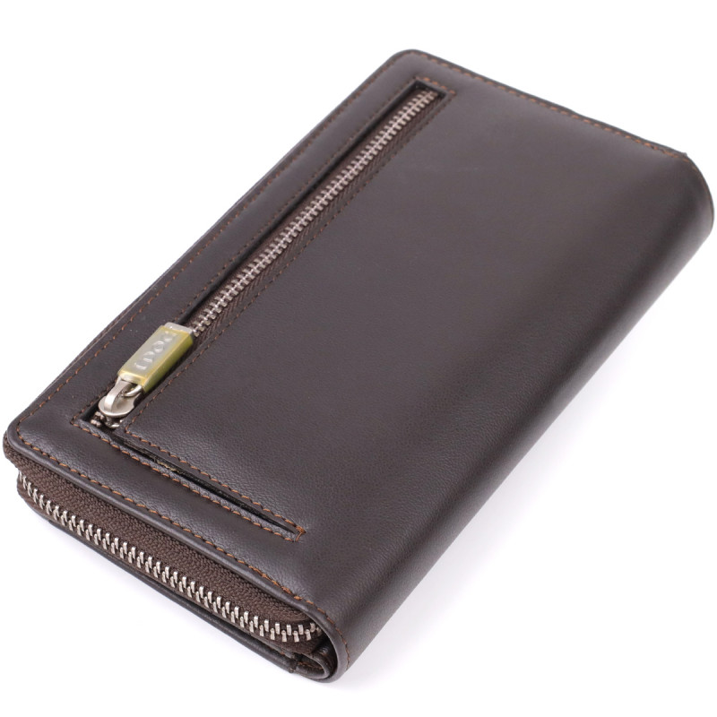 Стильный женский вертикальный кошелек из натуральной кожи Tony Perotti _ ( moro) Коричневый