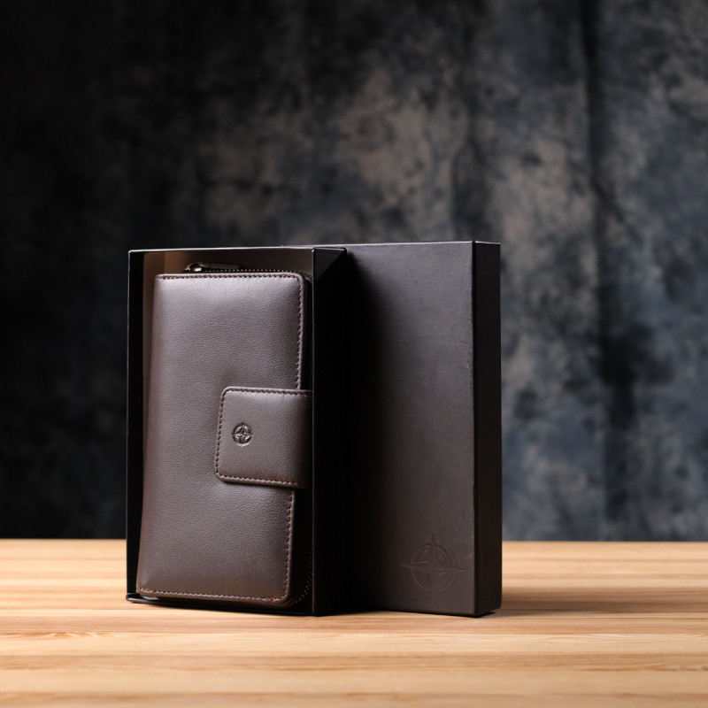 Стильный женский вертикальный кошелек из натуральной кожи Tony Perotti _ ( moro) Коричневый