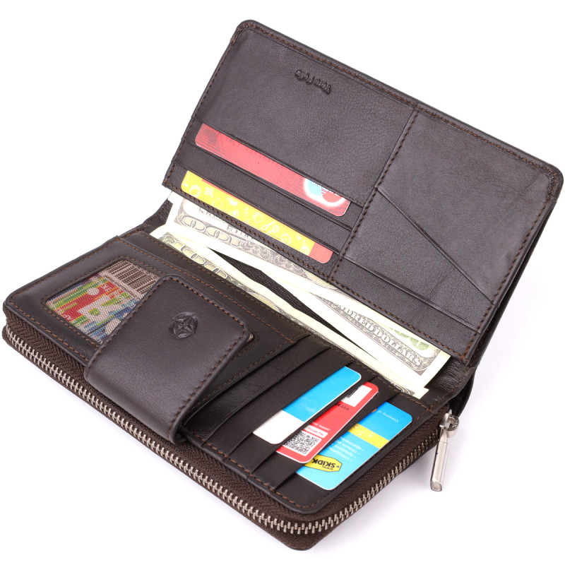 Стильный женский вертикальный кошелек из натуральной кожи Tony Perotti _ ( moro) Коричневый