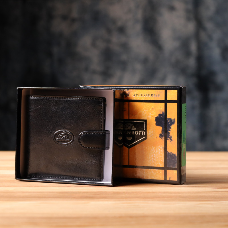Стильный кошелек унисекс из глянцевой натуральной кожи Tony Perotti _ ( nero) Черный