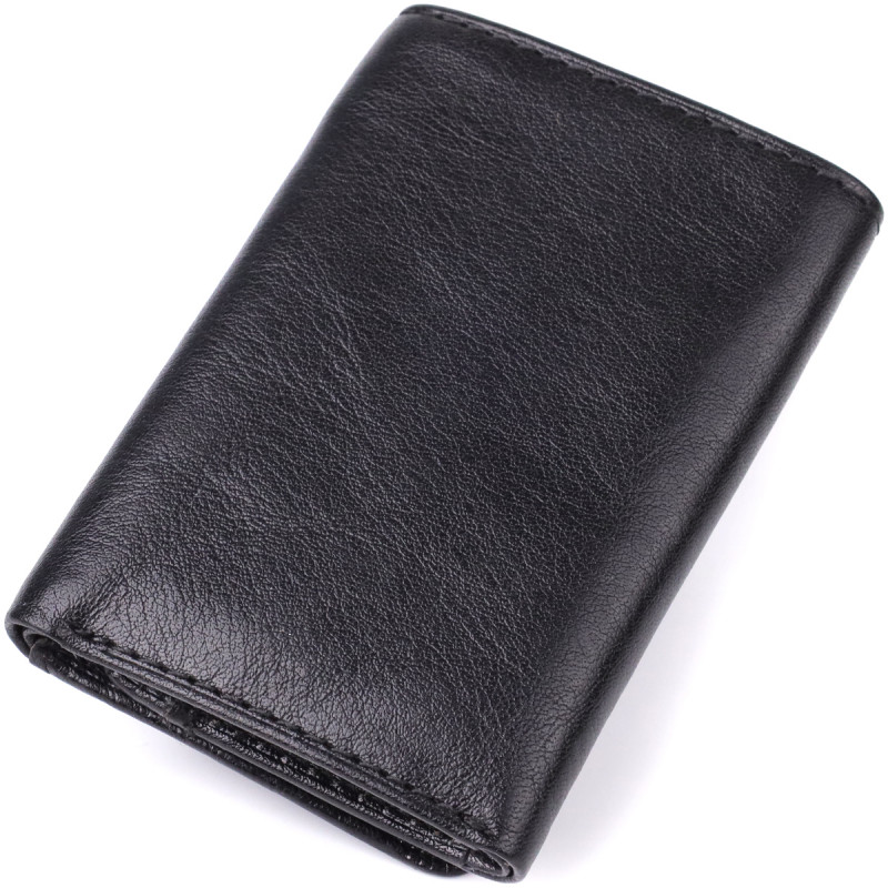 Компактный женский кошелек из глянцевой натуральной кожи Tony Perotti _ ( nero) Черный