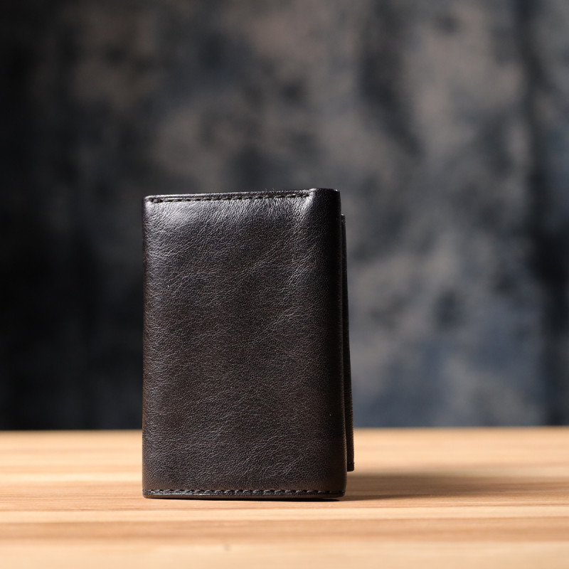 Компактный женский кошелек из глянцевой натуральной кожи Tony Perotti _ ( nero) Черный