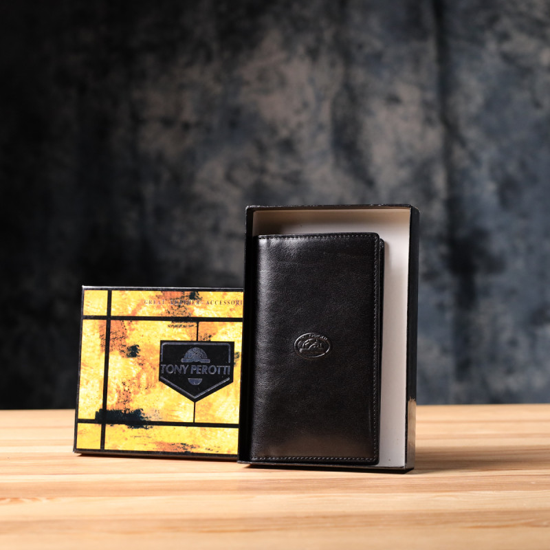 Гаманець для чоловіків із глянсової натуральної шкіри Tony Perotti _ ( nero) Чорний
