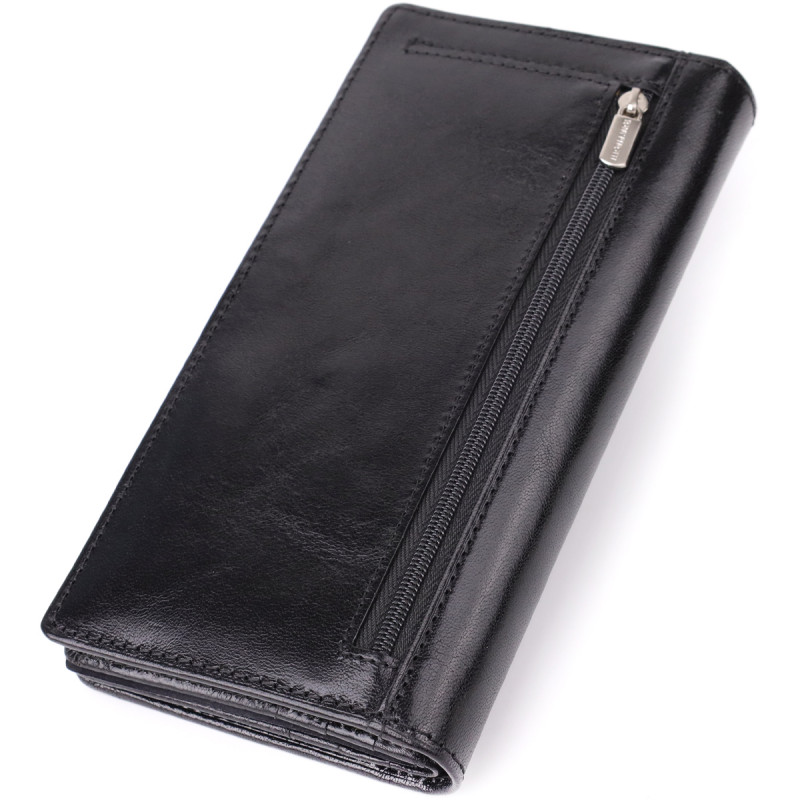 Красивый женский кошелек из глянцевой натуральной кожи Tony Perotti _ ( nero) Черный