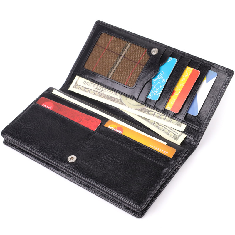 Красивый женский кошелек из глянцевой натуральной кожи Tony Perotti _ ( nero) Черный