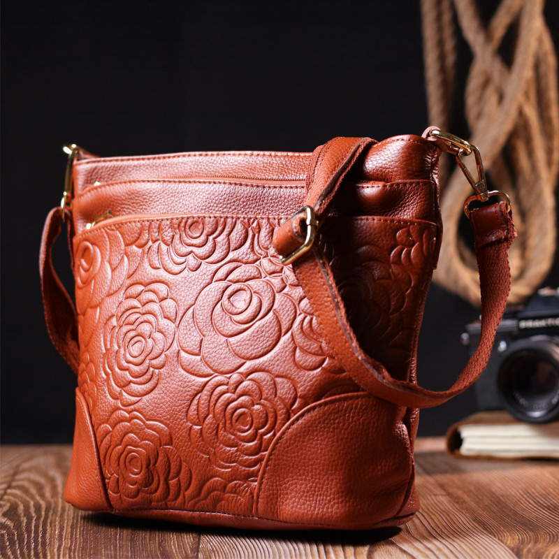 Нежная женская сумка на плечо Vintage sale_ кожаная Коричневый