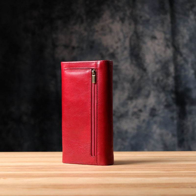 Місткий жіночий гаманець із глянсової натуральної шкіри Tony Perotti _ ( rosso) Червоний