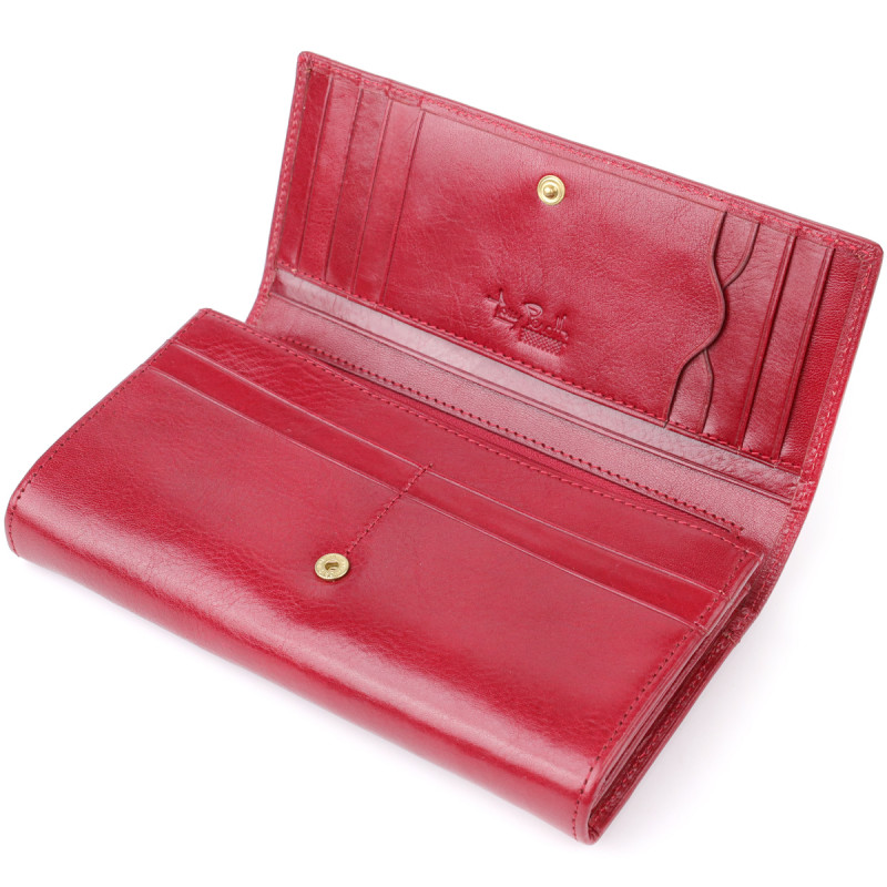 Місткий жіночий гаманець із глянсової натуральної шкіри Tony Perotti _ ( rosso) Червоний