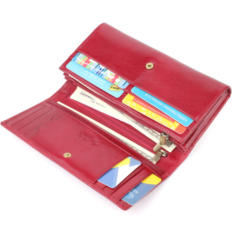 Місткий жіночий гаманець із глянсової натуральної шкіри Tony Perotti _ ( rosso) Червоний