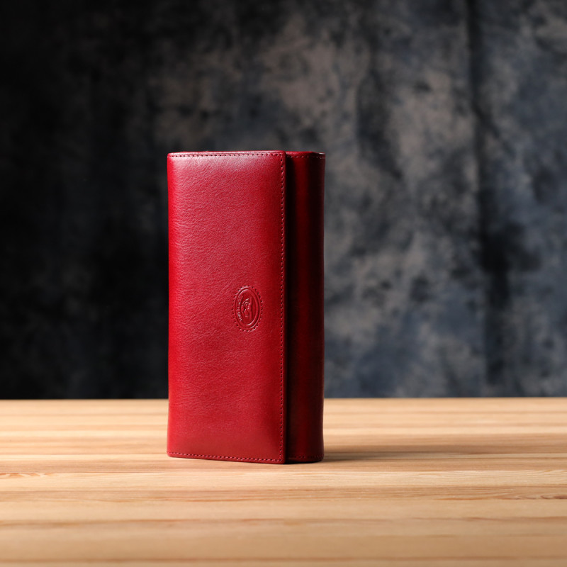 Місткий жіночий гаманець із глянсової натуральної шкіри Tony Perotti _ ( rosso) Червоний