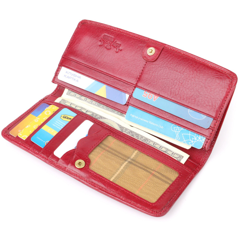 Стильный женский бумажник из глянцевой натуральной кожи Tony Perotti _ (Z rosso) Красный