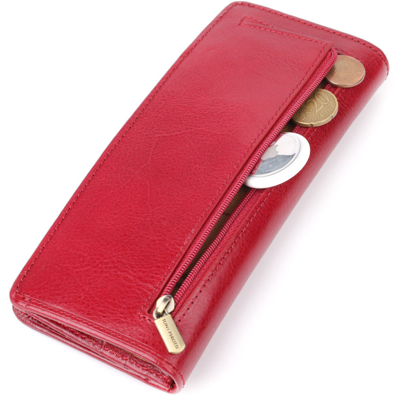 Стильный женский бумажник из глянцевой натуральной кожи Tony Perotti _ (Z rosso) Красный